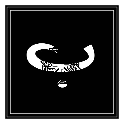 A large white question mark on a black background with a white border, with a design inside the lines shown beneath it.