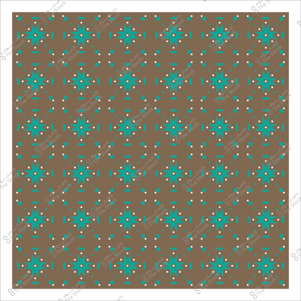 Decorative pattern featuring blue stars on a brown background.
