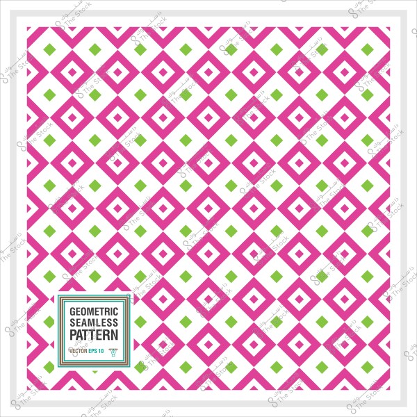 Geometric seamless pattern with pink and green diamond shapes.