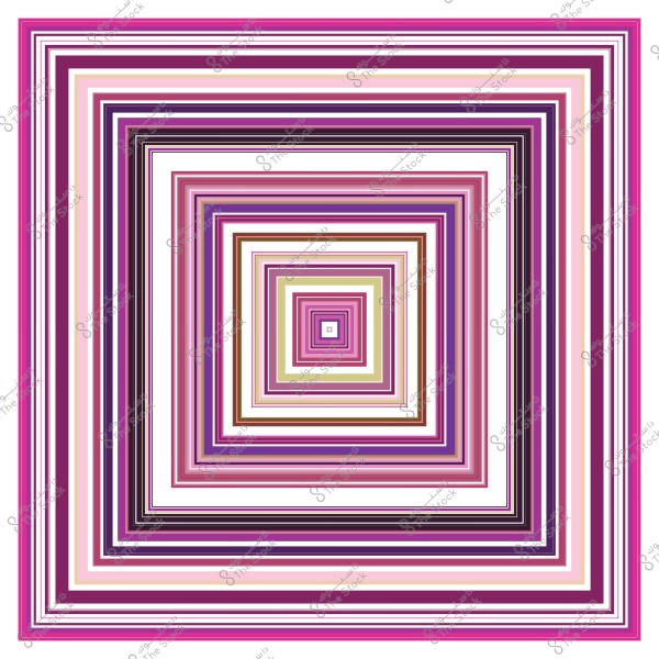 رسم تجريدي لمربعات ملونة متداخلة بألوان متعددة مثل الوردي والبنفسجي والبيج, تتناقص في الحجم نحو المركز.