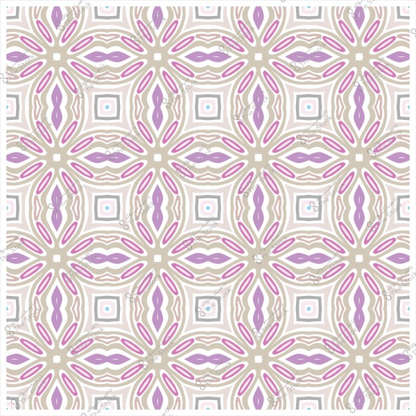 نمط زخرفي متماثل يتكون من أشكال هندسية باللونين الأرجواني والبيج مع تفاصيل زرقاء فاتحة.