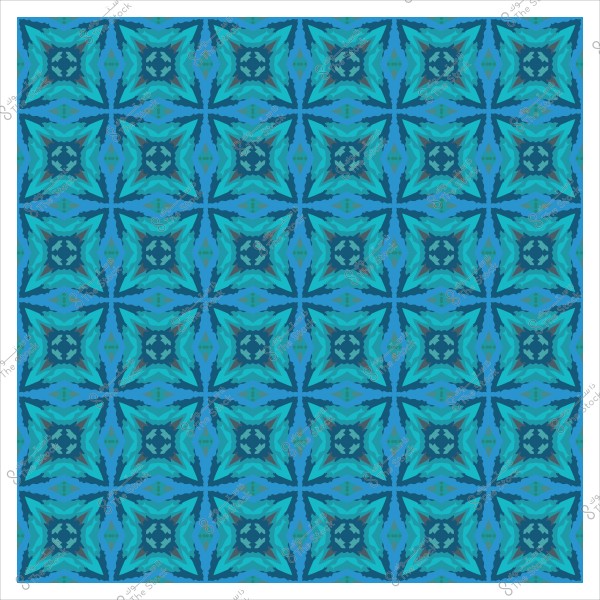 نمط زخرفي هندسي متكرر بألوان زرقاء وخضراء.