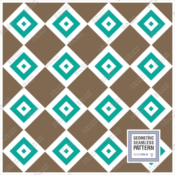 Geometric seamless pattern with green, white, and brown colors.