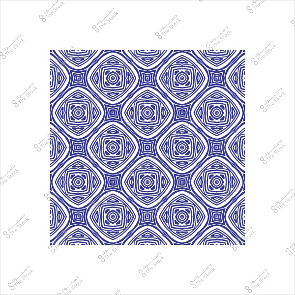 تصميم نمط هندسي متماثل باللون الأزرق الداكن والأبيض يتكرر بشكل متموج.