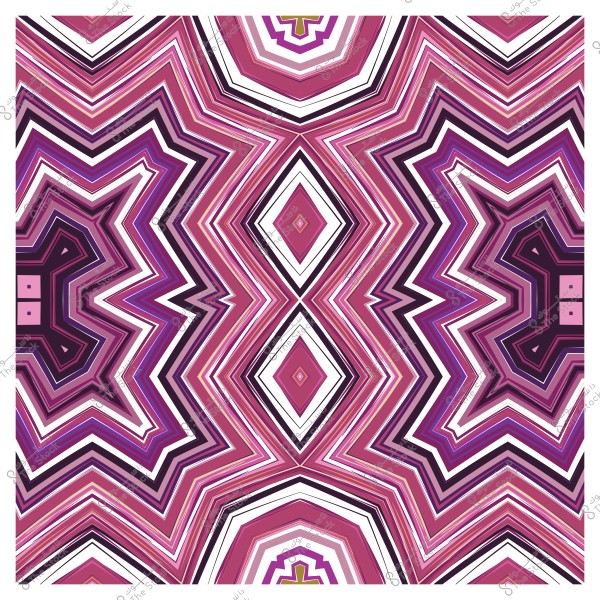 تصميم هندسي نمطي بألوان وردية وبنفسجية وخطوط متموجة متداخلة.