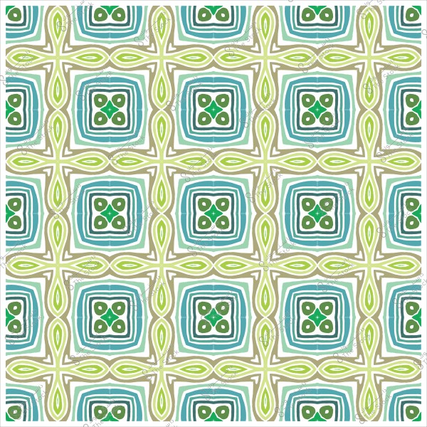 نمط هندسي ملون بأشكال مربعة متكررة بتدرجات من الأخضر والأزرق.