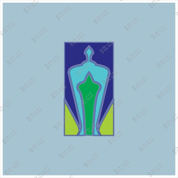 شعار مجرد بألوان زرقاء وخضراء على خلفية زرقاء فاتحة.