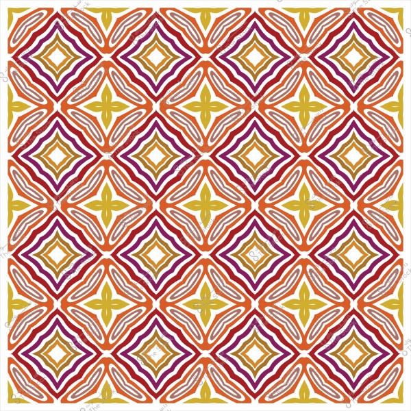 نمط مزخرف بألوان برتقالية وذهبية وبنفسجية على خلفية بيضاء.