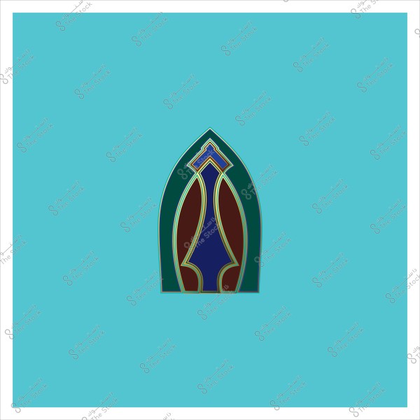 تصميم هندسي على خلفية زرقاء يظهر أشكالاً منحنية بالألوان الأزرق والبني والأخضر والذهبي.