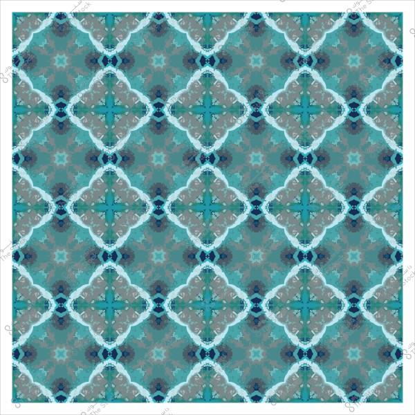 نمط هندسي متكرر بتصميم أزرق وزهري مع تفاصيل متناظرة وخلفية رمادية.
