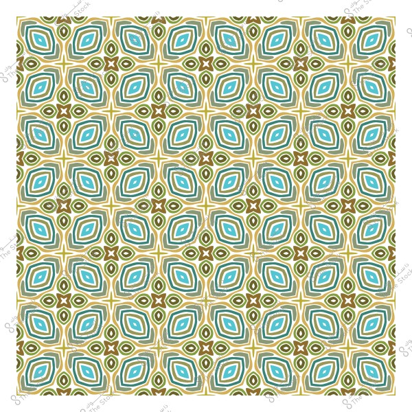 نمط فسيفسائي بألوان زرقاء وخضراء وبنية بتكرار هندسي معقد.