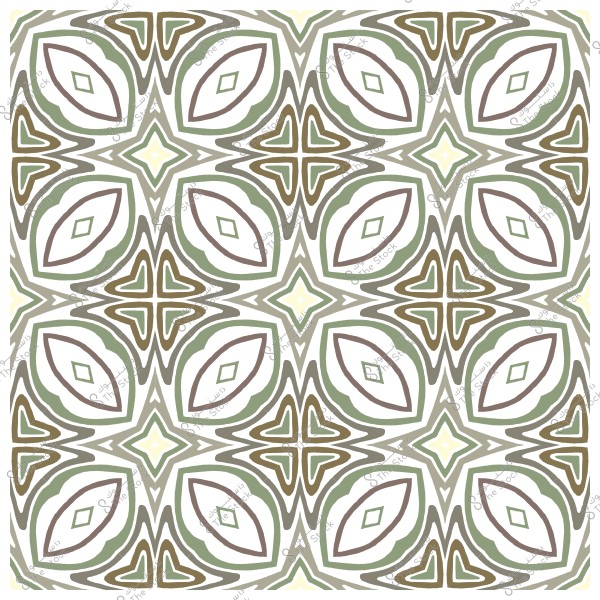 نمط هندسي بألوان خضراء وبنية, يحتوي على أشكال بيضاوية متداخلة وتصميمات متقاطعة متماثلة.