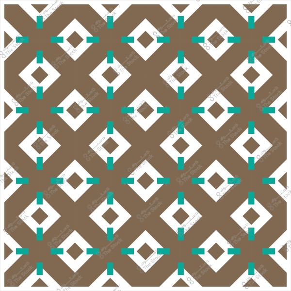 نمط هندسي بمربعات وأشكال متداخلة بألوان بنية وبيضاء وزرقاء.