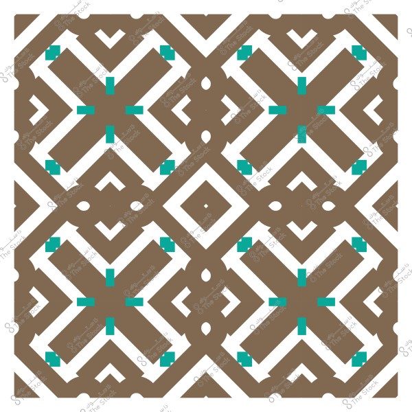 Traditional decorative design with Islamic pattern in brown and teal colors.