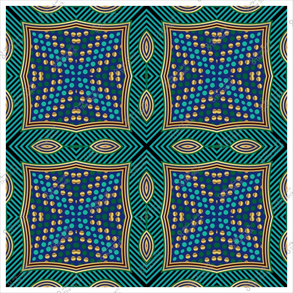 Colorful geometric pattern featuring intersecting lines and multicolored dots within squares.