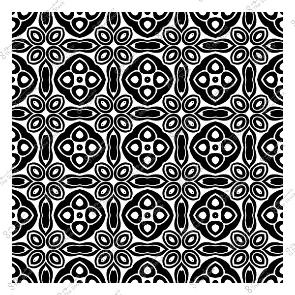 نمط متماثل بالأبيض والأسود مستوحى من الفن الزخرفي التقليدي.