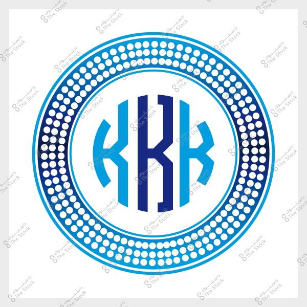 Circular logo in blue and white featuring interlocking geometric letters.