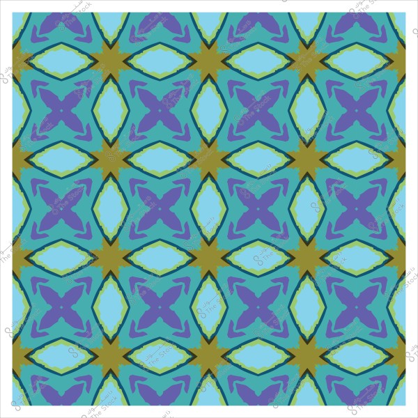 نمط هندسي ملون يحتوي على أشكال ماسية وأربعة زوايا متداخلة باللون الأزرق والبنفسجي والأخضر.