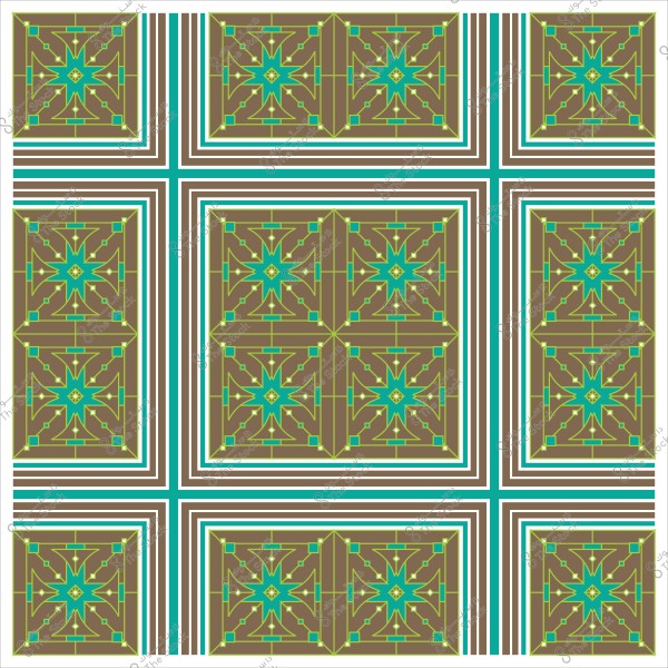نمط هندسي بألوان بني وأخضر مع تصميم متكرر يشبه البلاط التقليدي.