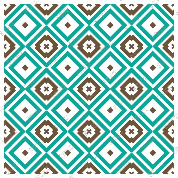 نمط هندسي بأشكال معينية متكررة باللون الفيروزي والبني.