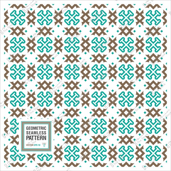 نمط هندسي متكرر بأشكال متعرجة ولونية باللونين البني والأزرق السماوي.