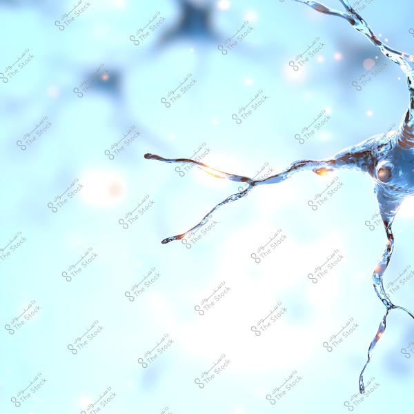 Image of a neuron with dendritic extensions protruding from the cell body, depicted in a 3D style against a blurred blue background. The neuron appears to be illuminated with vibrant lighting, symbolizing neural activity.
