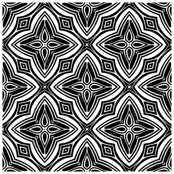 نمط هندسي أبيض وأسود مكون من أشكال متقاطعة وأشكال ماسية.