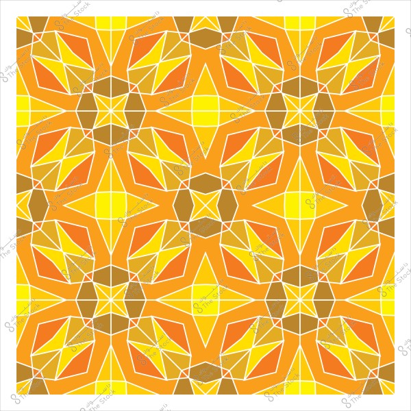 Geometric pattern composed of multicolored shapes in orange and yellow, resembling traditional Islamic designs.