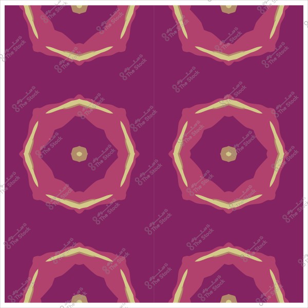 نمط هندسي ملون بألوان وردية وخضراء على خلفية بنفسجية.