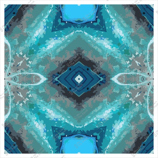 نمط تجريدي متماثل بتدرجات اللون الأزرق والرمادي يشبه الفن الزخرفي.