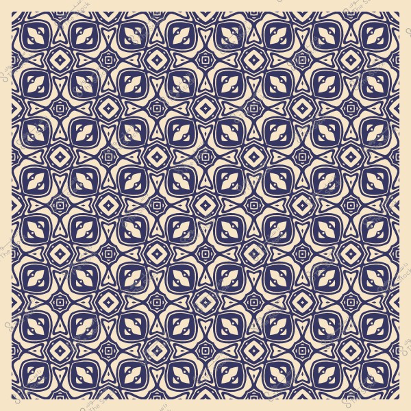 نمط هندسي باللونين الأزرق والكريمي يظهر في صورة مربعة مع تفاصيل معقدة ومتكررة.