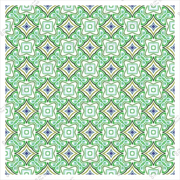 نمط زخرفي هندسي باللونين الأخضر والأزرق يتكرر بشكل متناظر.