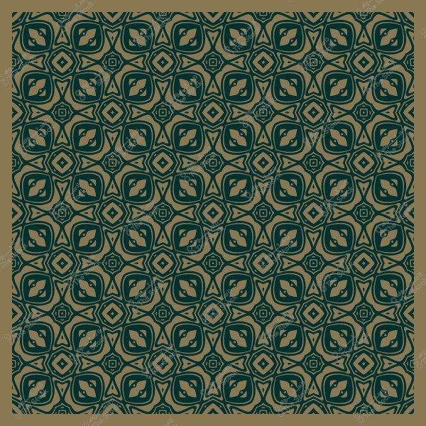 نمط هندسي متكرر باللونين الأخضر والبني يتكون من أشكال عضوية متداخلة تشبه الأزهار والأوراق.