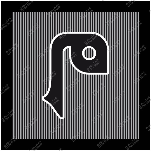 A sign depicting a toilet paper roll symbol on vertical grey stripes.