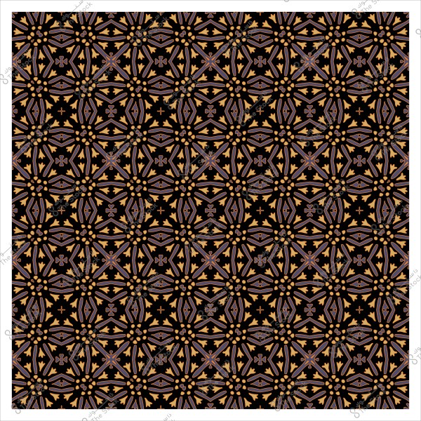 نمط زخرفي هندسي يتكون من أشكال متكررة باللونين الأسود والذهبي مع تفاصيل هندسية رقيقة.