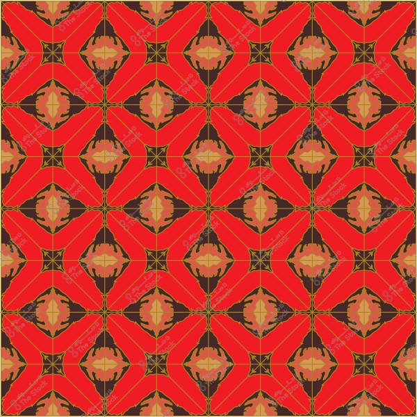 نمط زخرفي هندسي بألوان حمراء وبنية مع تفاصيل ذهبية.