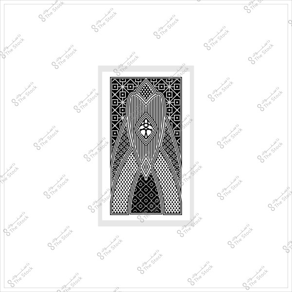 Black and white geometric design featuring various intricate patterns.