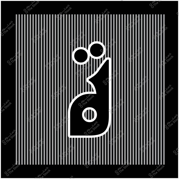 صورة تتضمن خطوطًا رأسية متوازية بالأبيض والأسود مع تصميم أسود وشكل غريب في الوسط يضم نقطة دائرية وخط منحني.
-