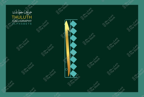 صورة تعرض تصميم الخط العربي ثلث, مع شرح لطريقة كتابة الحرف في الخط العربي الثلث, وتتضمن الصورة نصوص باللغتين العربية والإنجليزية تشرح أنواع الحروف.

-