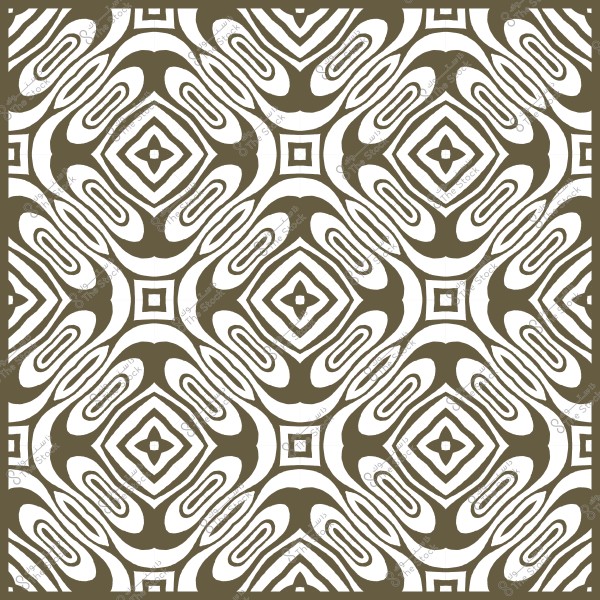 نمط زخرفي بأشكال هندسية متناظرة تتضمن تفاصيلاً معقدة بألوان بنية وخضراء على خلفية بيضاء.