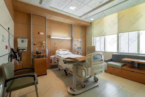 An image of a hospital that includes a group of patient beds, which reflects the medical environment equipped to care for patients and provide the necessary health support