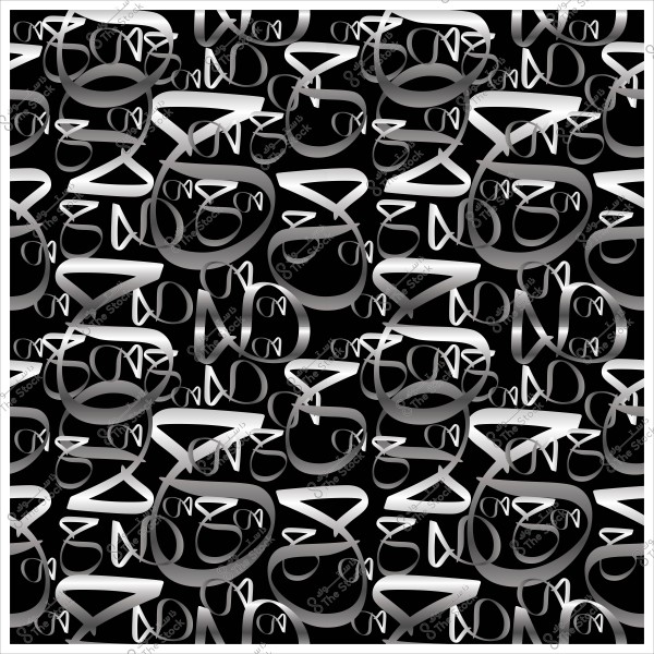 Repeated pattern of Arabic letters in white and gray on a black background.