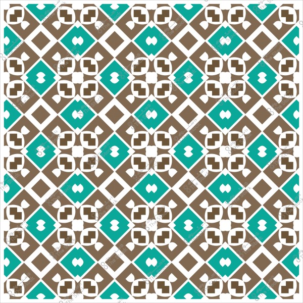 Islamic geometric pattern in blue and brown colors on a white background