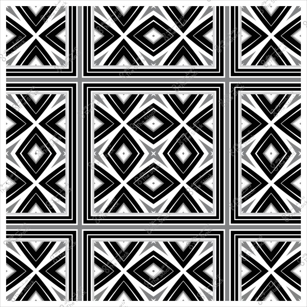 نمط هندسي بالأبيض والأسود يتكون من أشكال ماسية متكررة وخطوط متقاطعة.
