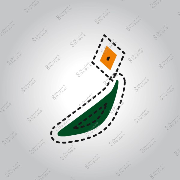 رسم توضيحي يُظهر شكل حبة الخيار مع خطوط متقطعة وسكين.