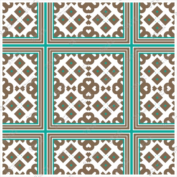 نمط هندسي بنية وزرقاء بتصميم زخرفي متكرر.