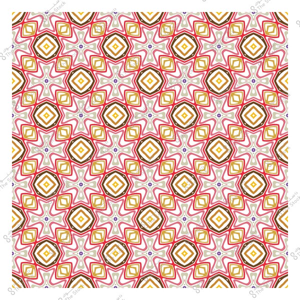 Intricate geometric design with a star pattern in multiple colors including red, orange, and brown.