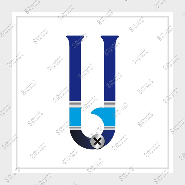 رسم توضيحي لطابع الصنبور بألوان زرقاء ومعدنية مع خلفية رمادية.