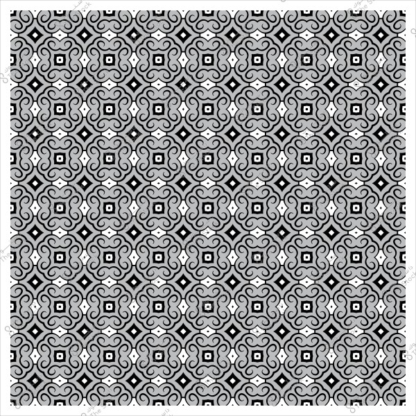 نمط زخرفي بتصميم أبيض وأسود يشبه الأرابيسك بخطوط هندسية متكررة.