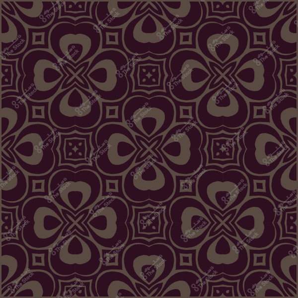 نمط زخرفي بني داكن مكون من أشكال قلوب وأزهار متشابكة.